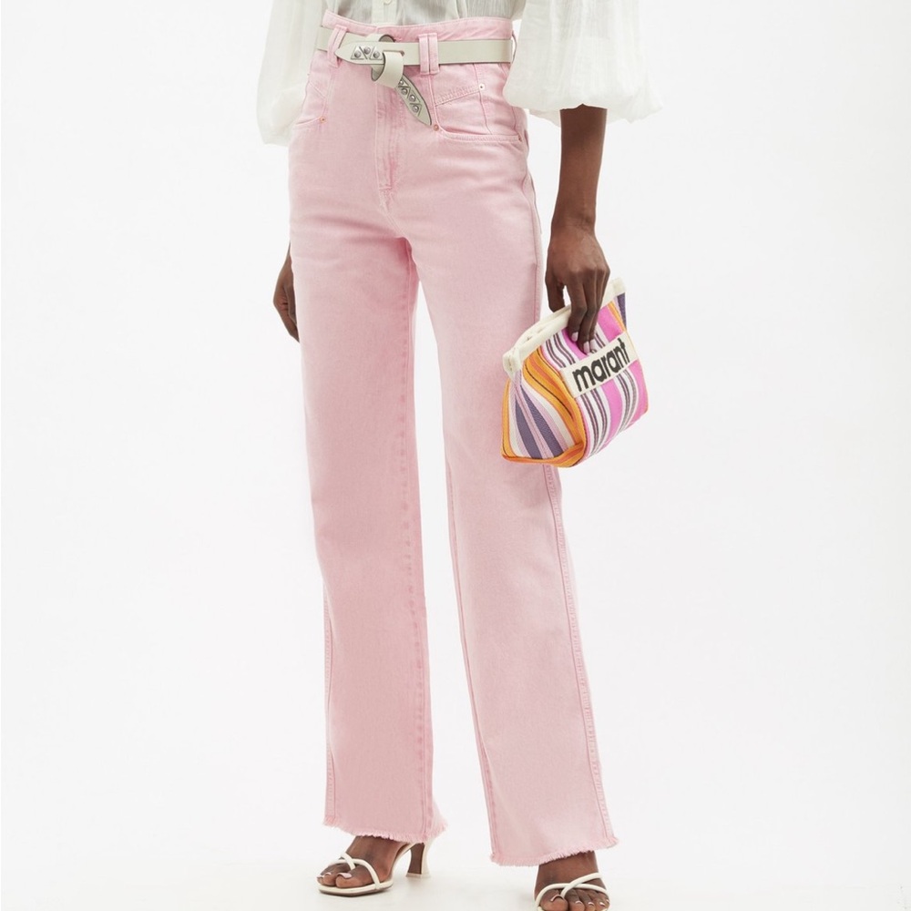 Isabel Marant high rise wide leg jeans pink color sz fr34